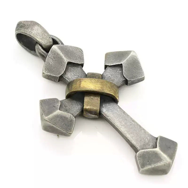 Brass Wrap 925 Sterling Silver Cross Pendant Necklace