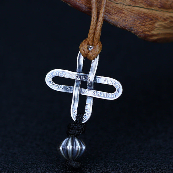 Handmade 10-cent silver coin cross bracelet