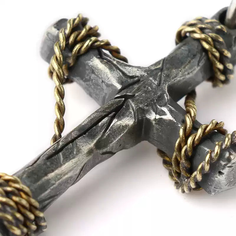 925 Sterling Silver Cracked Cross Pendant Necklace