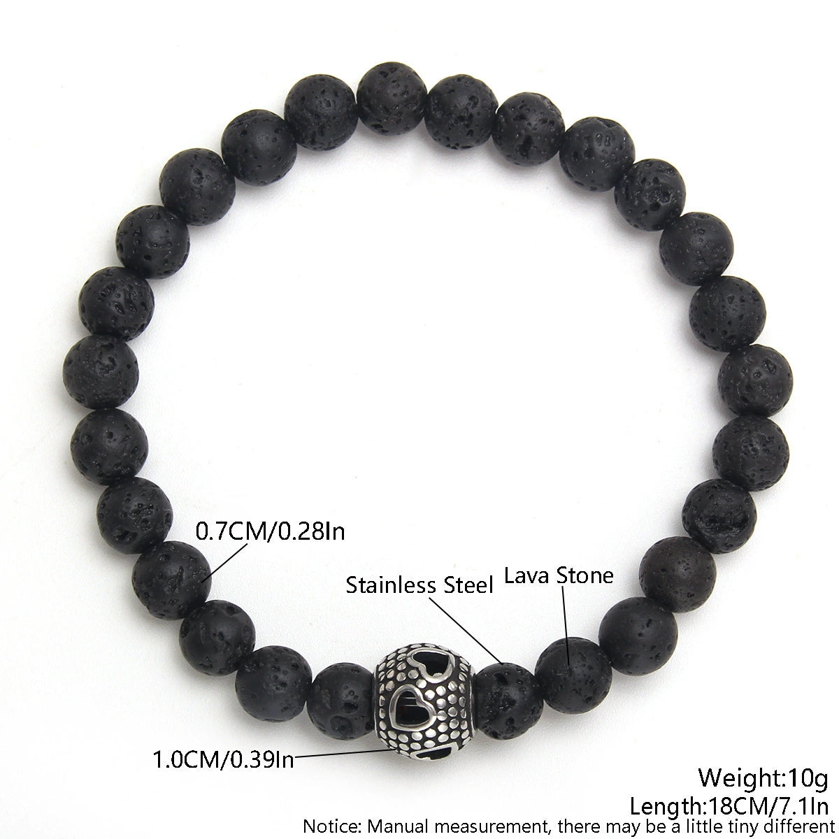 Obsidian Volcanic Stone Beaded Bracelet