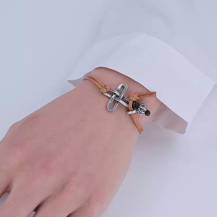 Handmade 10-cent silver coin cross bracelet