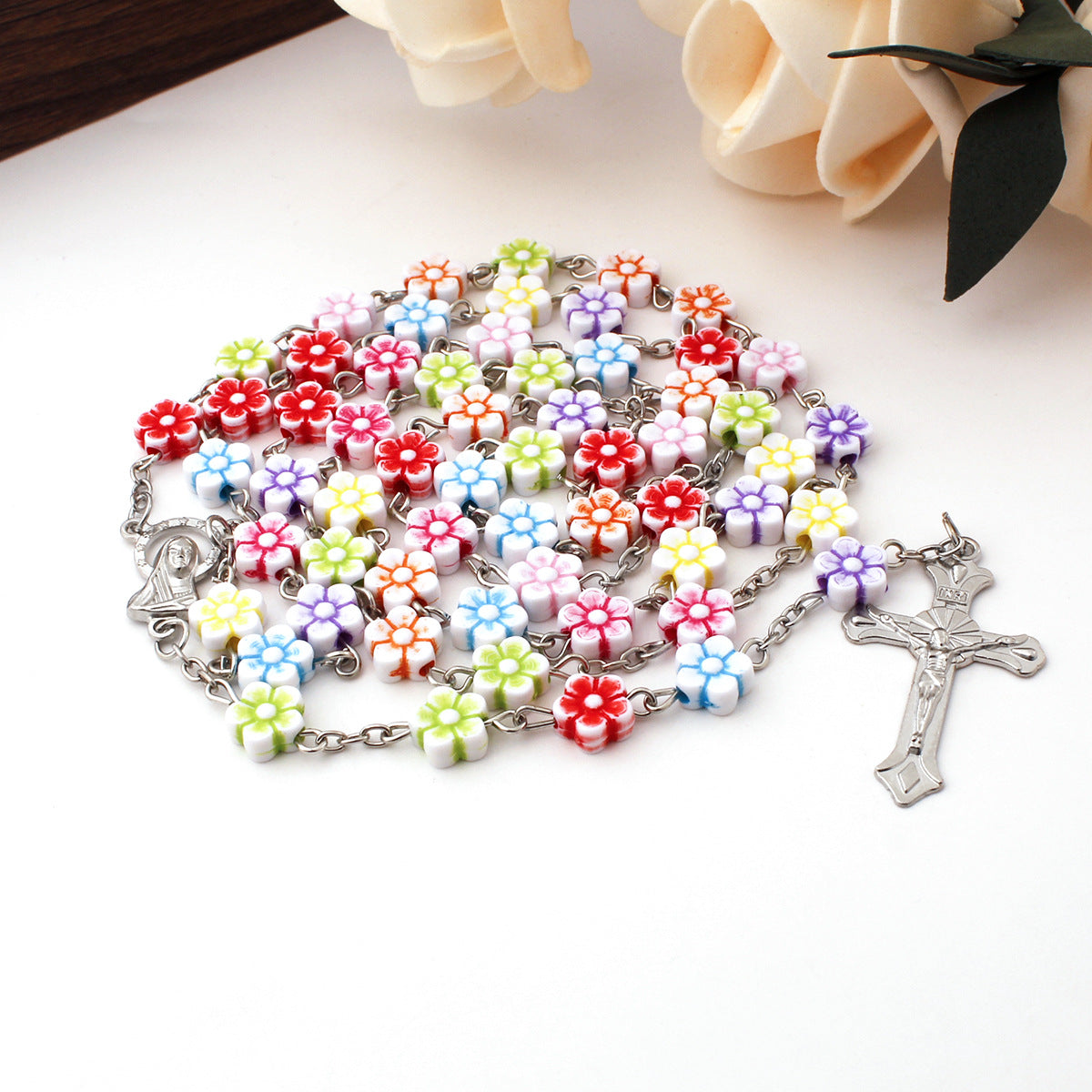 Colorful Cherry Blossom Beads Rosary