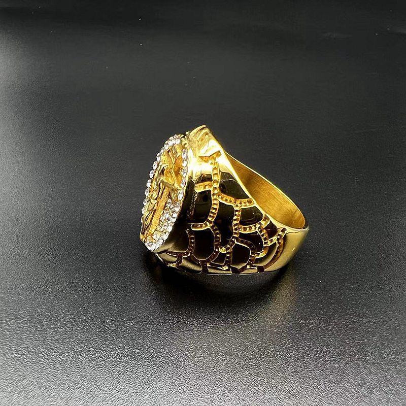 Anel de Cristo com Cruz de Diamante Artesanal Amém