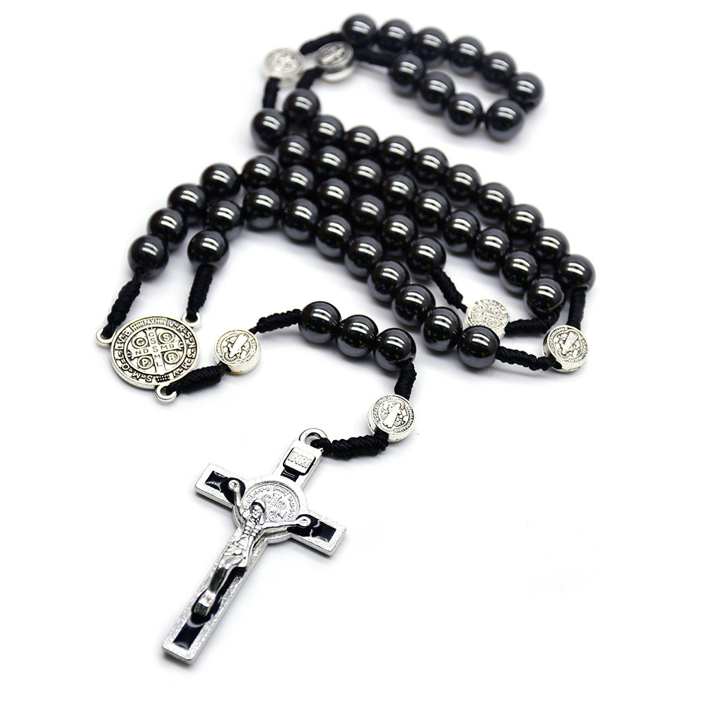 Hematite Beads Crucifix Rosary Amen Artisan