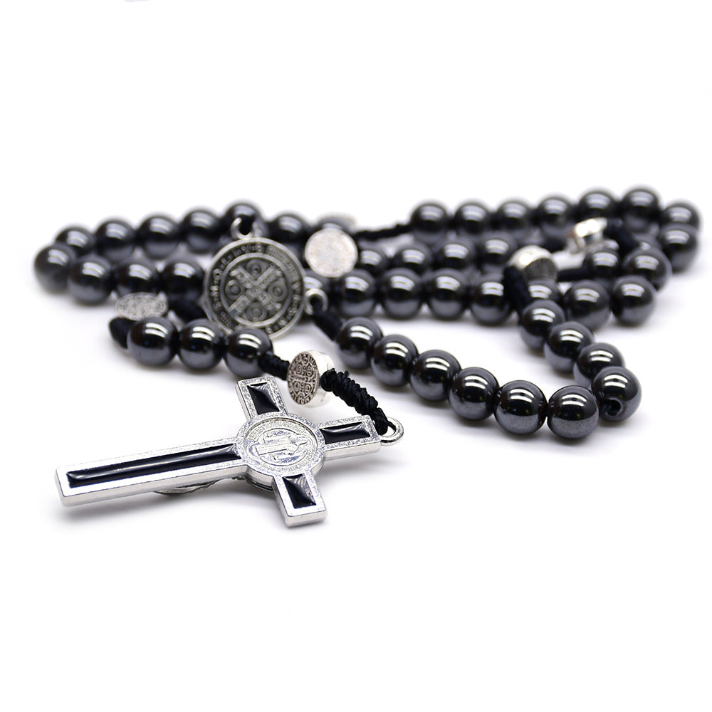 Hematite Beads Crucifix Rosary Amen Artisan