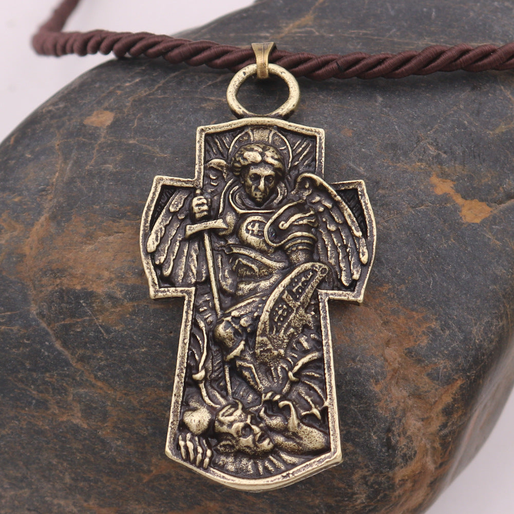 St Michael Necklace - Vintage Archangel Pendant Necklace - Amen Artisan