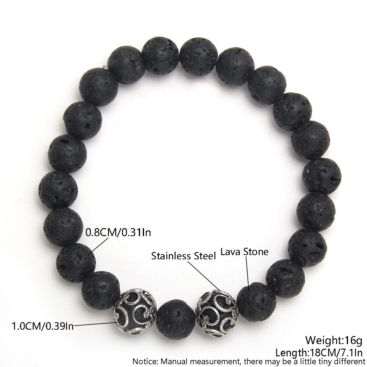 Obsidian Volcanic Stone Beaded Bracelet