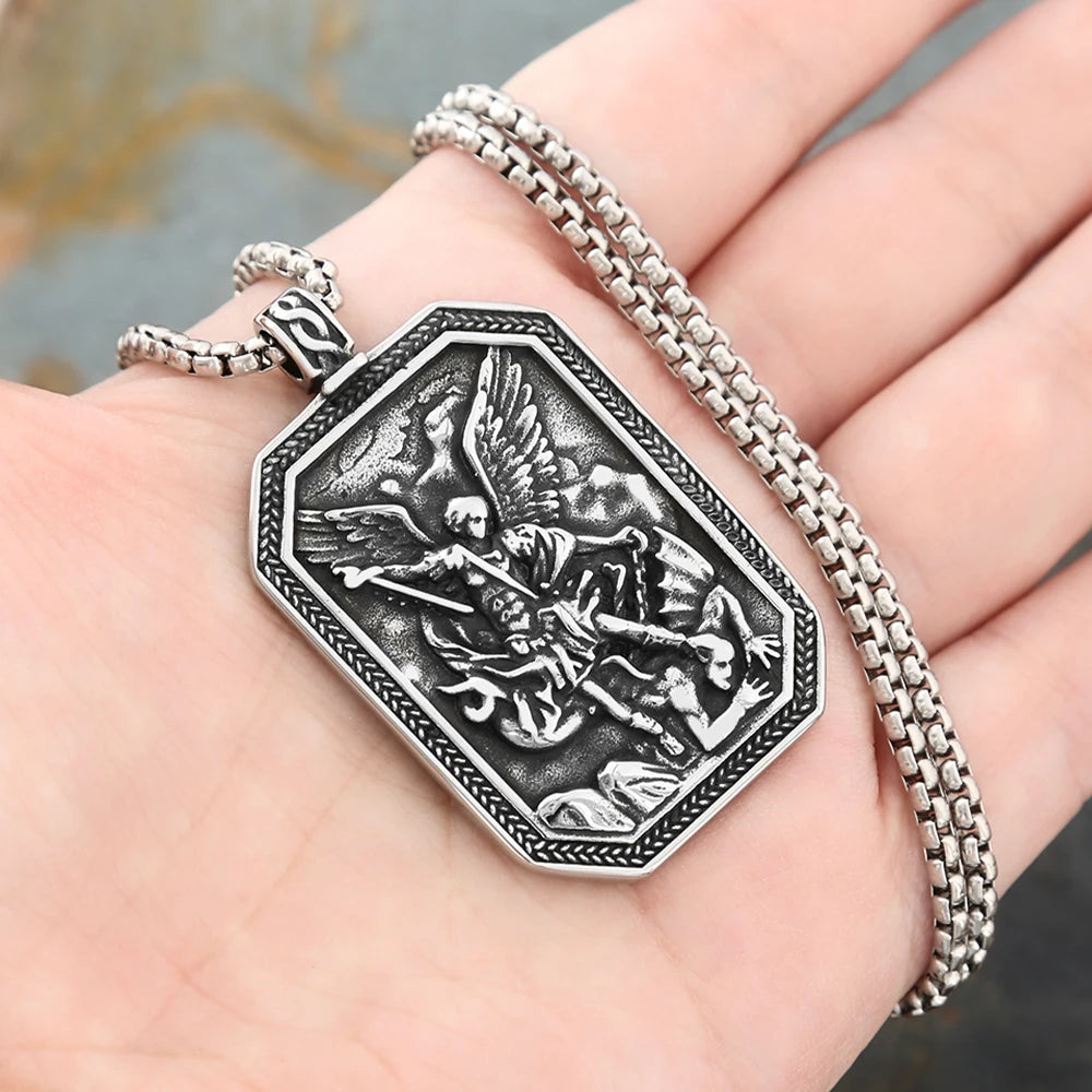 St. Michael the Archangel Guardian Medal Necklace - Amen Artisan