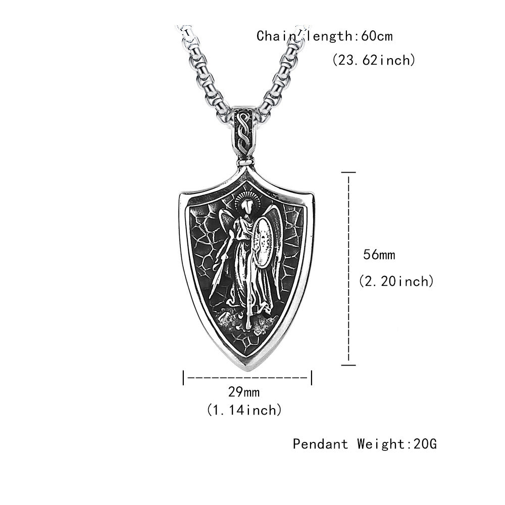 St. Michael the Archangel Shield Pendant Necklace