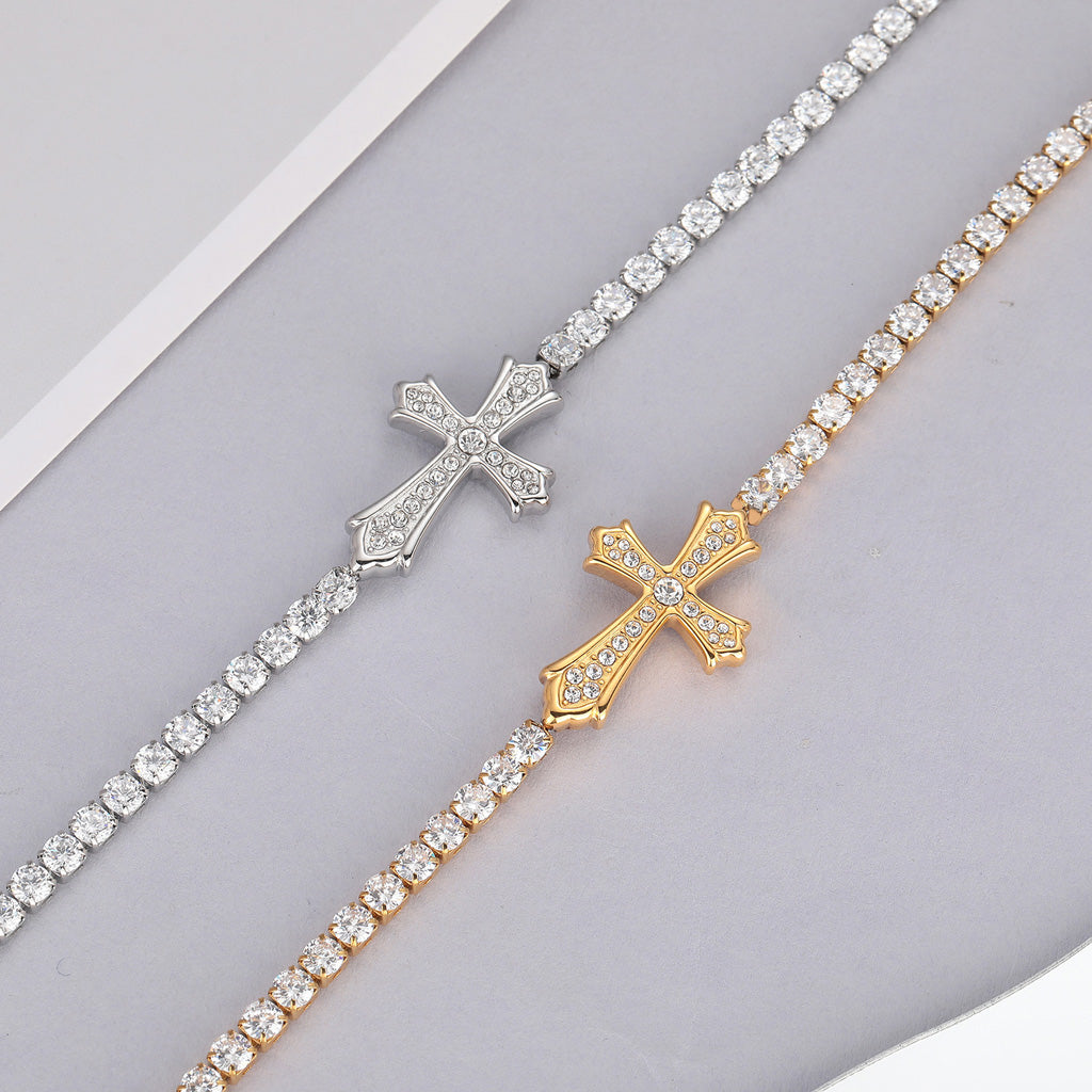 Faith Reminder Cross Bracelet with Adjustable Chain