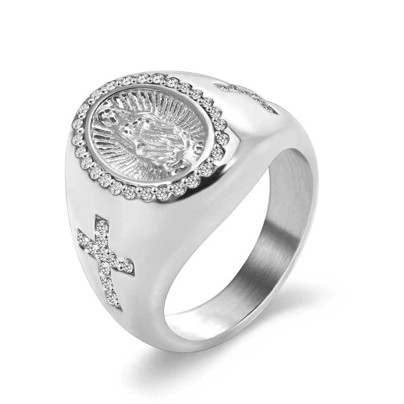 Guadalupe Cross Inlaid Ring Amen Artisan