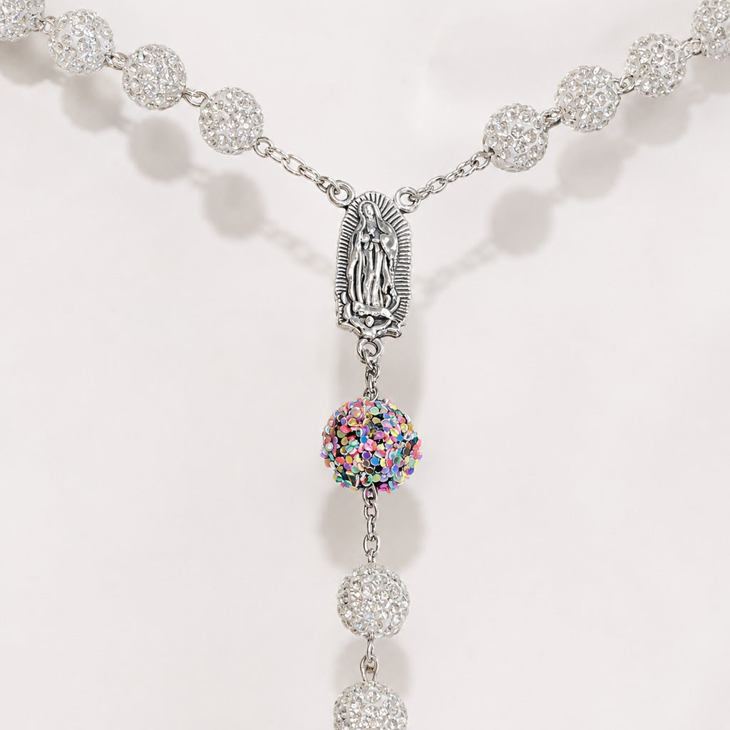 Our Lady of Guadalupe Five-Decade Rosary with Rhinestone-Covered Beads — Devotion | Amen Artisan®