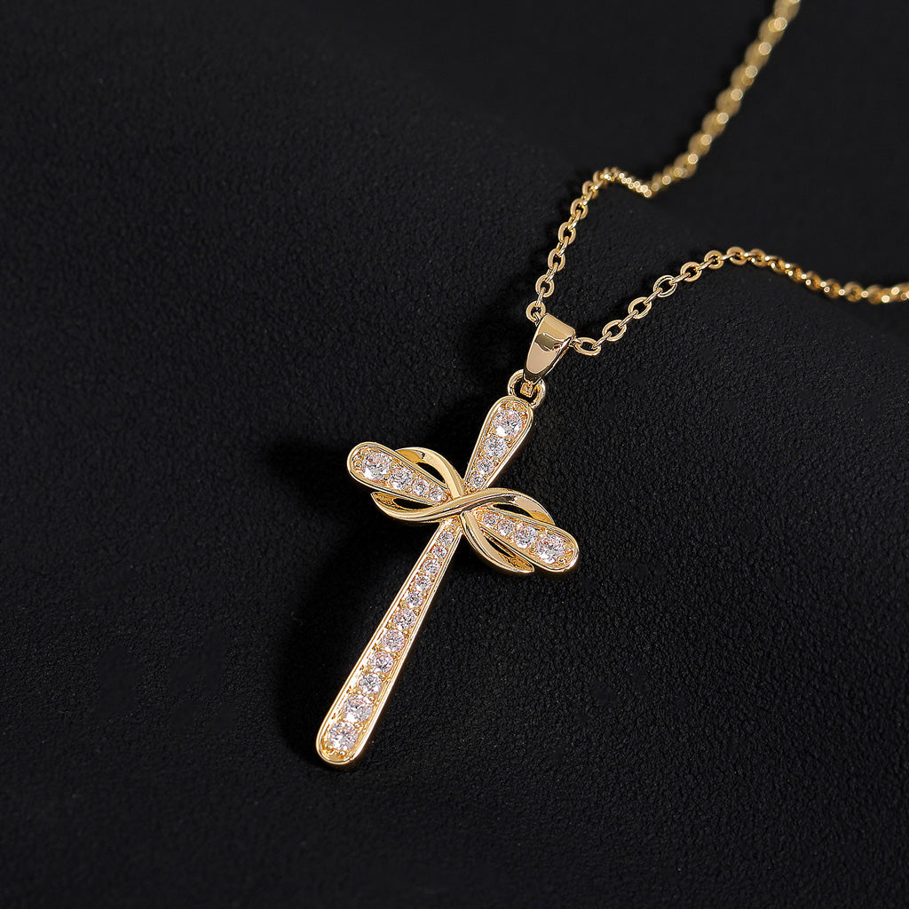 Intertwined Möbius Cross Necklace