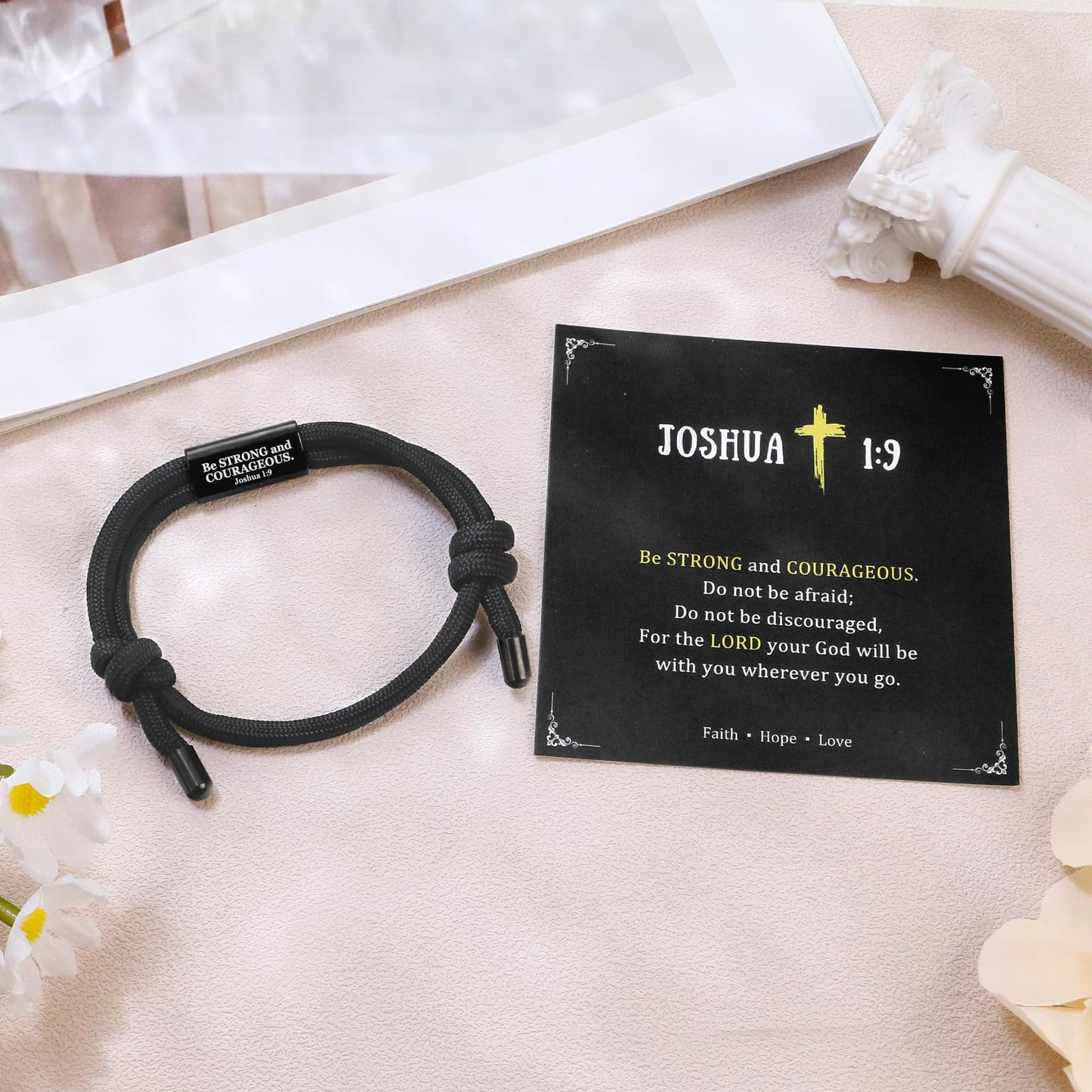 Joshua 1:9 Be Strong and Courageous Paracord Cross Bracelet
