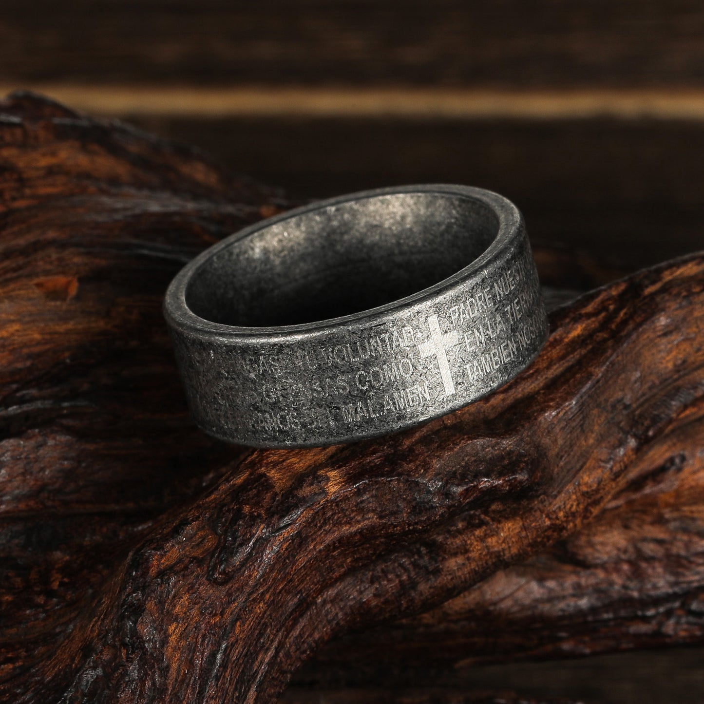 Titanium Steel Cross Scripture Ring | Amen Artisan