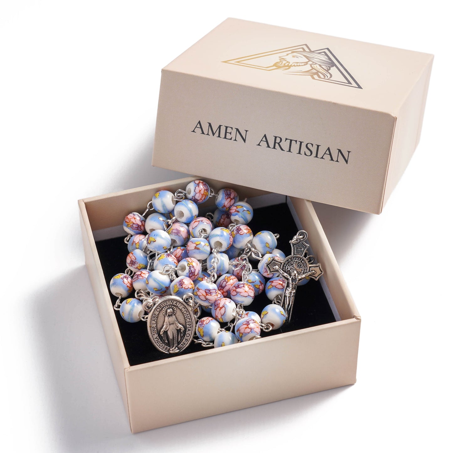 Magnolia Ceramic Rosary Amen Artisan
