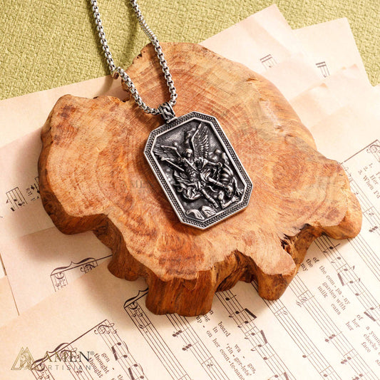 St. Michael the Archangel Guardian Medal Necklace - Amen Artisan