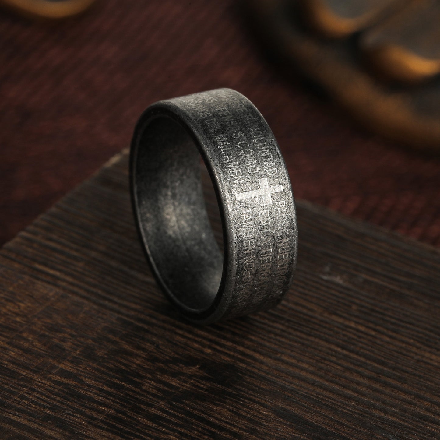 Titanium Steel Cross Scripture Ring | Amen Artisan