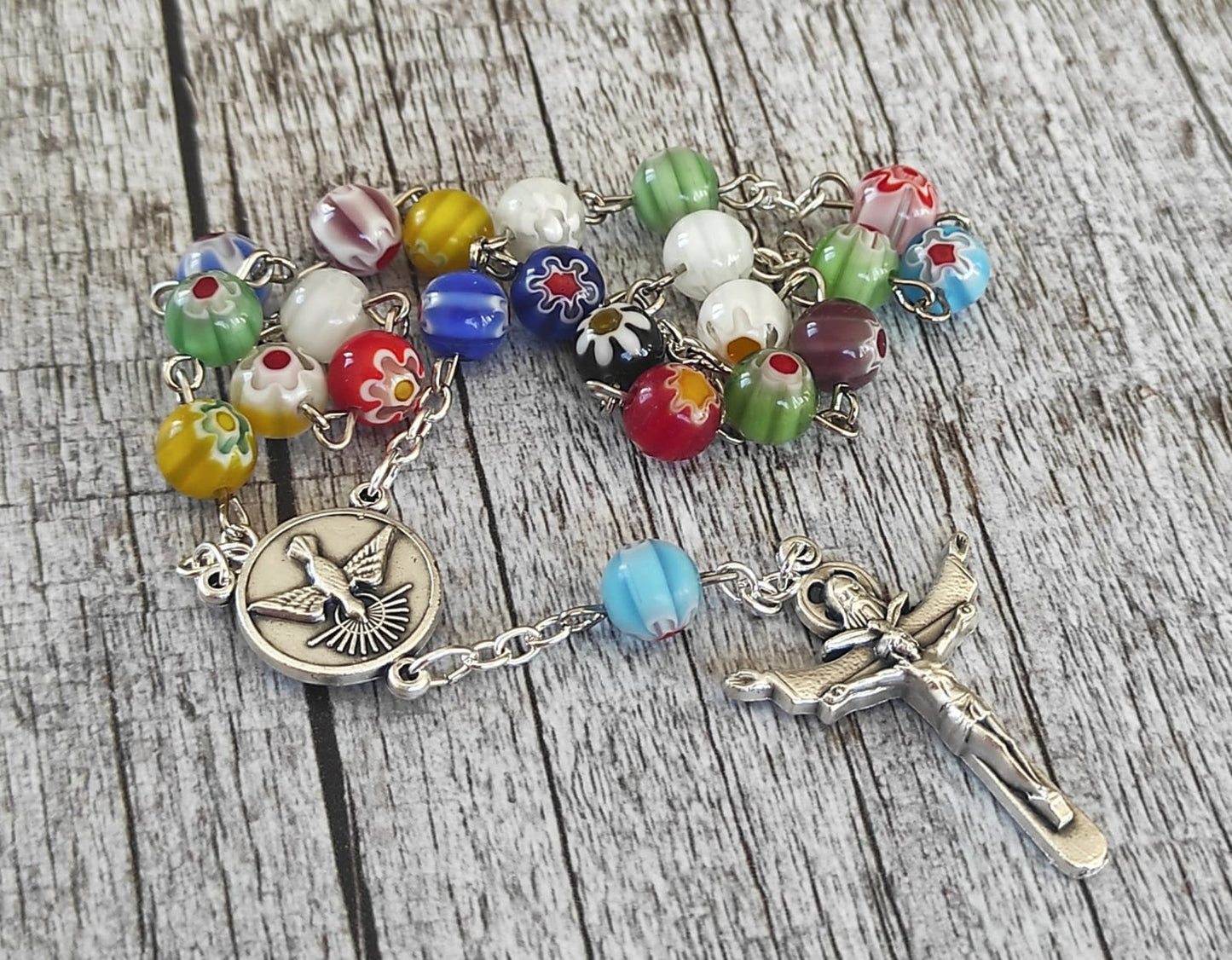 Murano Glass Rosary Holy Spirit Peace Chaplet Beads
