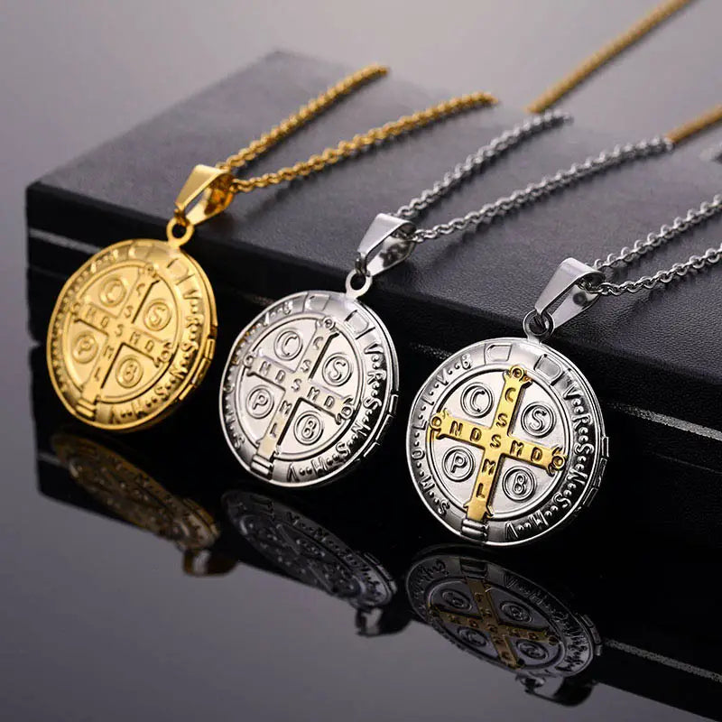 Saint Benedict Medal Locket Pendant Amen Artisan