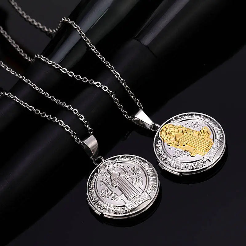 Saint Benedict Medal Locket Pendant Amen Artisan