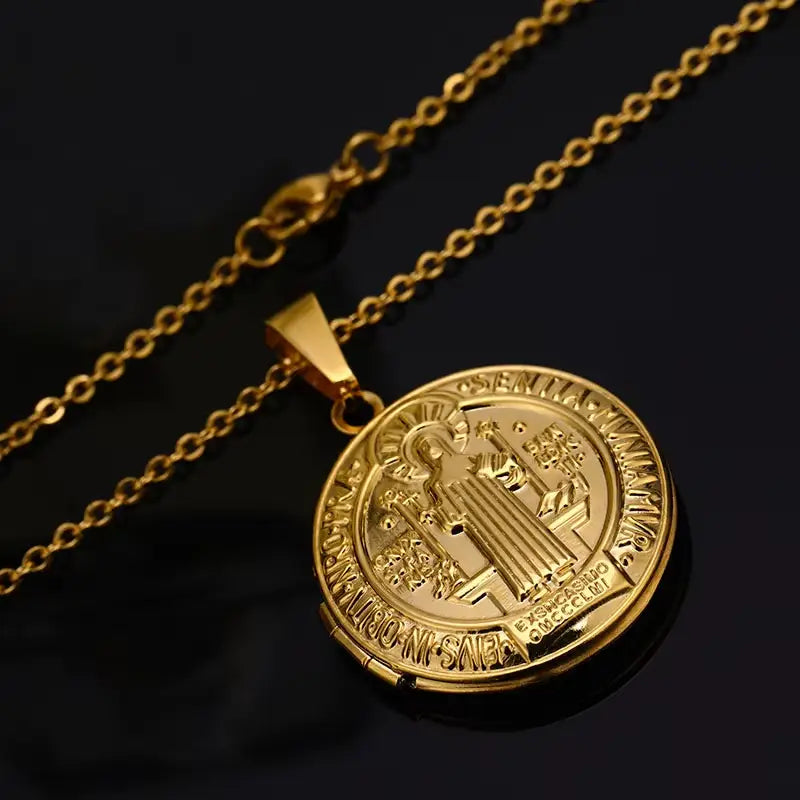 Saint Benedict Medal Locket Pendant Amen Artisan