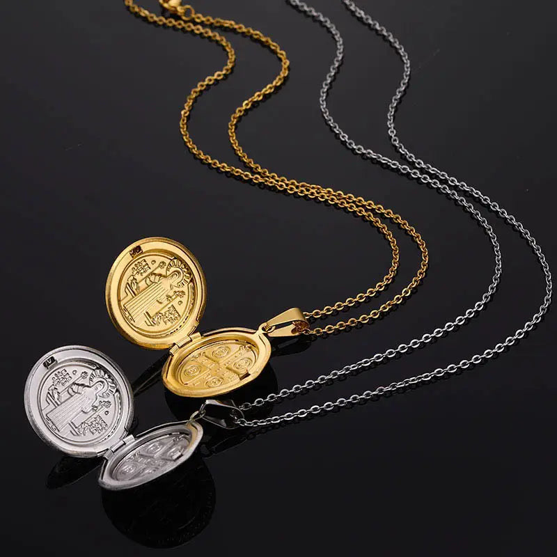 Saint Benedict Medal Locket Pendant Amen Artisan