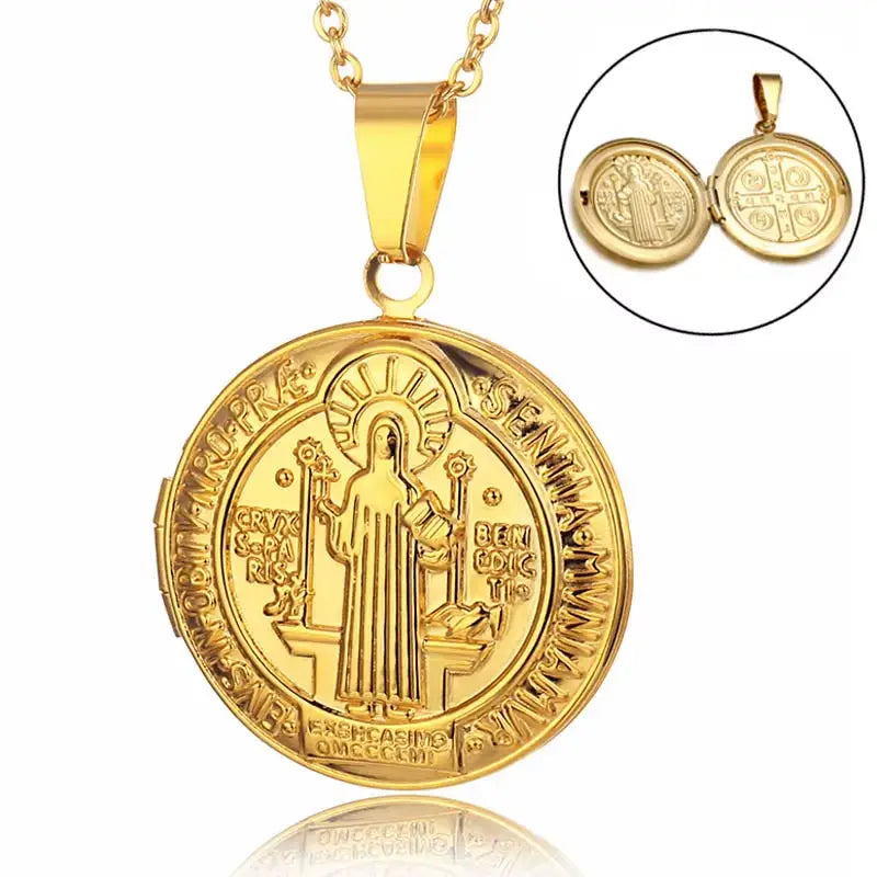 Saint Benedict Medal Locket Pendant Amen Artisan