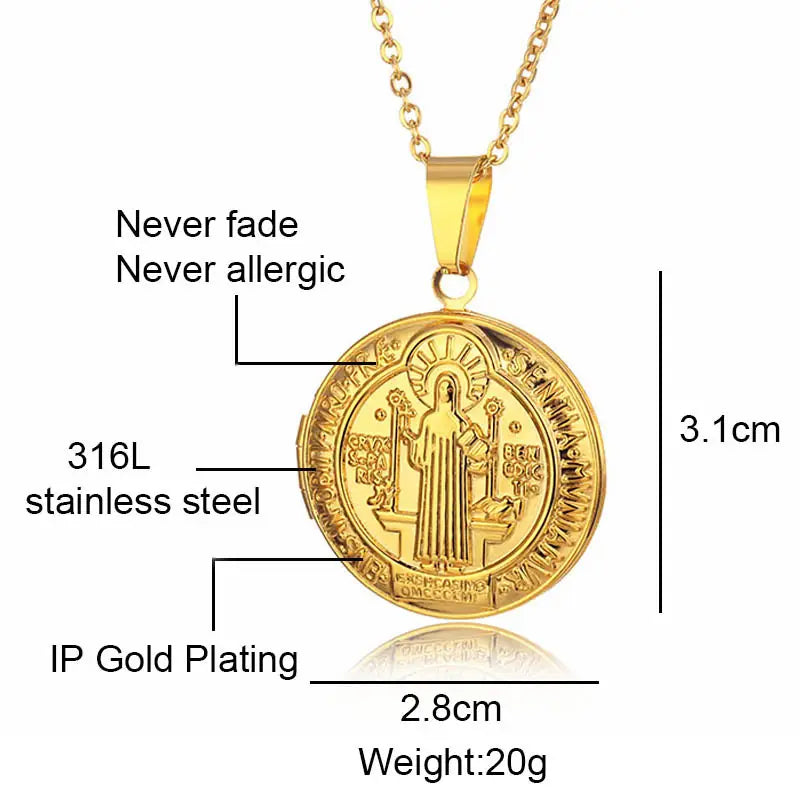 Saint Benedict Medal Locket Pendant Amen Artisan