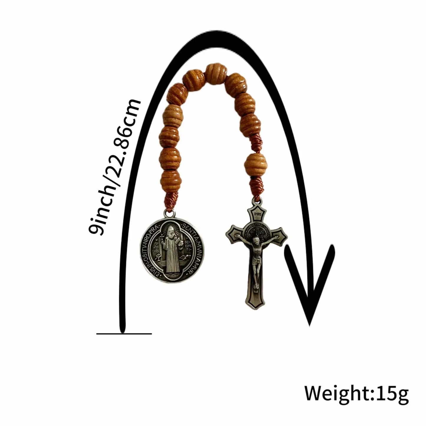 Saint Benedict Crucifix Beehive Wood Rosary Amen Artisan