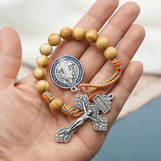 Saint Benedict Medal Crucifix Pocket Rosary Amen Artisan