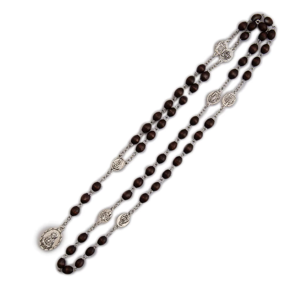 Wooden Seven Sorrows Rosary Bead Necklace Amen Artisan