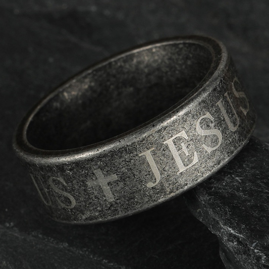 Amen Artisan Jesus Titanium Steel Ring | Amen Artisan