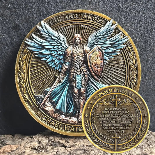 Moeda do Desafio de São Miguel – Ficha do Escudo do Anjo Guerreiro da Asa Azul - Amém Artesão