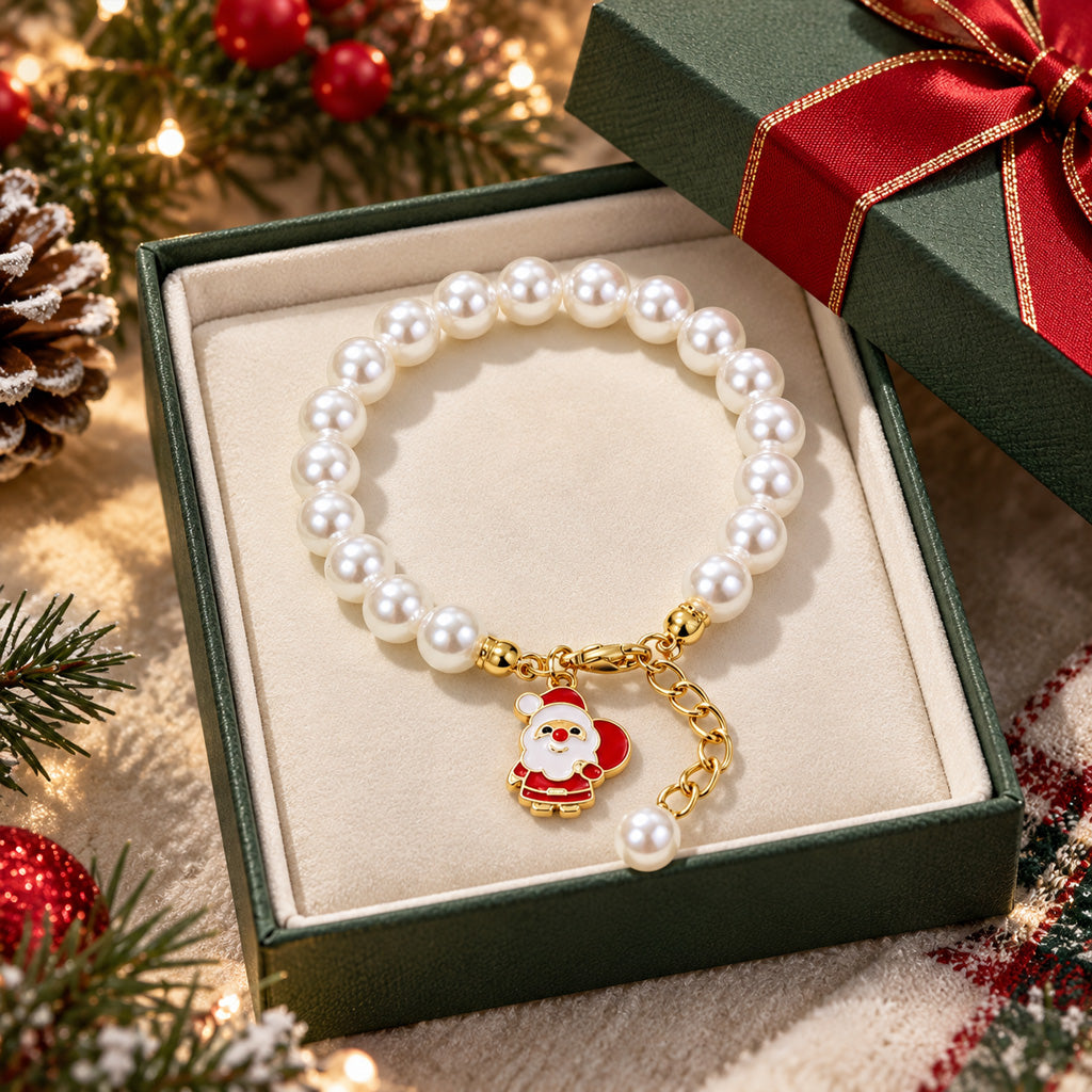【DEAL TODAY】Christmas Pearl-Style Charm Bracelet
