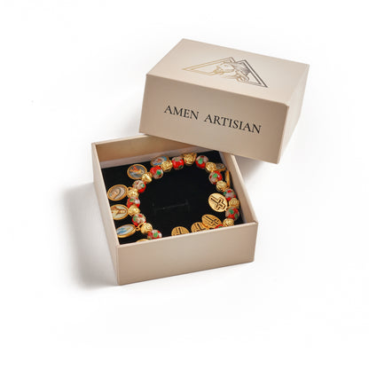 Pulsera elástica con medalla de San Cloisonné