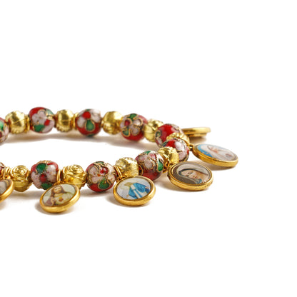 Pulsera elástica con medalla de San Cloisonné