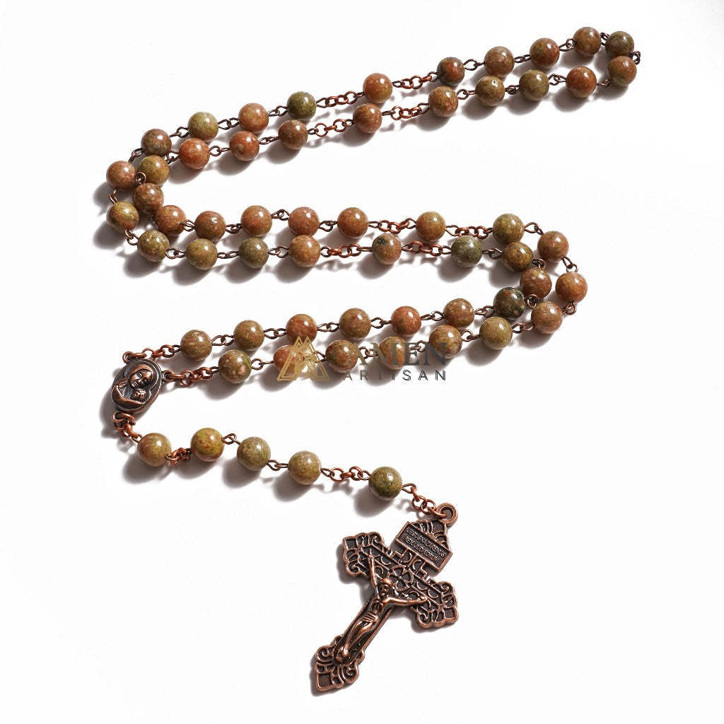 Flower Green Jasper Rosary Amen Artisan
