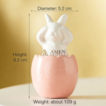 Easter Ceramic Bunny Egg Statue Amen Artisan