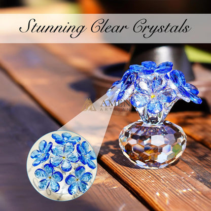 Crystal Blue Floral Figurine  Amen Artisan