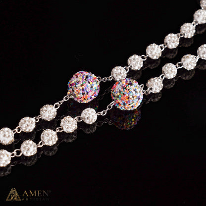 【DEAL TODAY】Our Lady of Guadalupe Five-Decade Rosary with Sparkling Rhinestone Beads and Colorful Sequin Accents — Grace and Devotion | Amen Artisan
