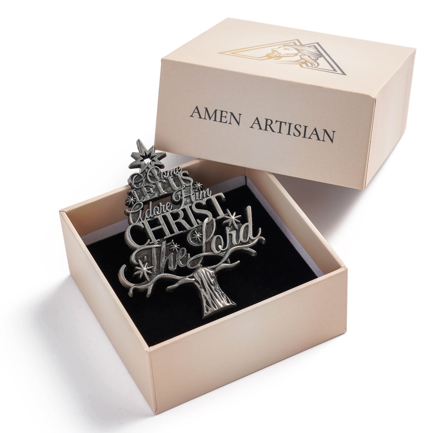 Premium Titanium Steel Nativity Ornament with Chain & Gift Box – 7 cm / 2.75"