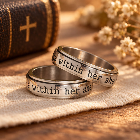 God Is Within Her – Psalm 46:5 Scripture Spinner Ring for Men & Women