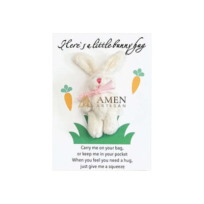 Cuddly Bunny Pocket Hug Charm Amen Artisan