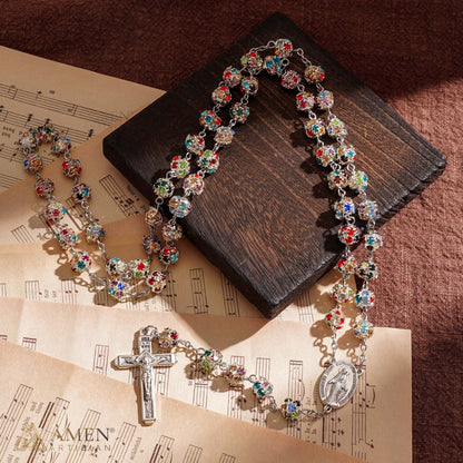 Sparkling Rhinestone Bead Rosary with Marian Medal — Devotion