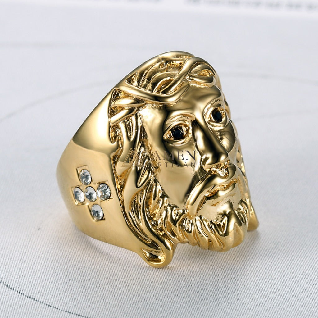 Zircon Jesus Crown of Thorns Ring Amen Artisan