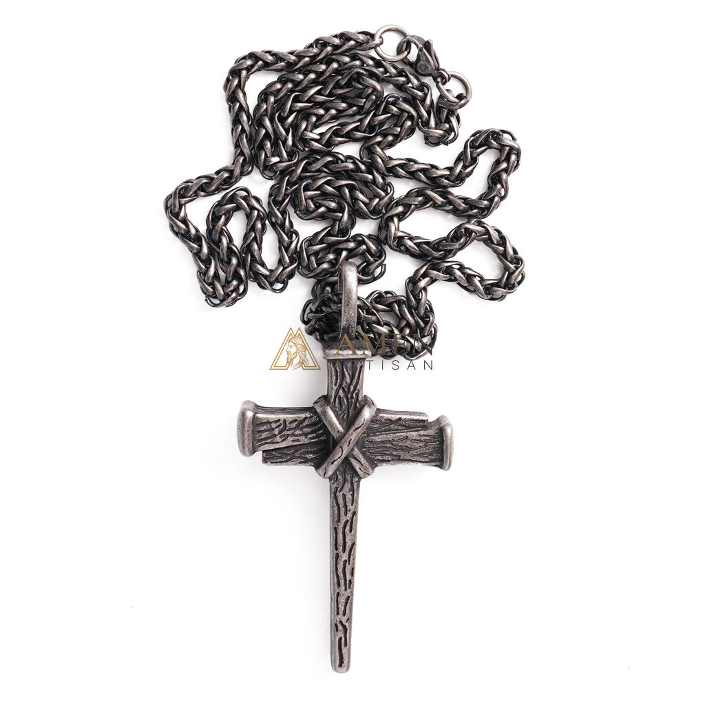 【Deal Today】Heavy Dragon Bone Chain Cross Necklace - Resilience, Faith & Sacred Protection |  Amen Artisan