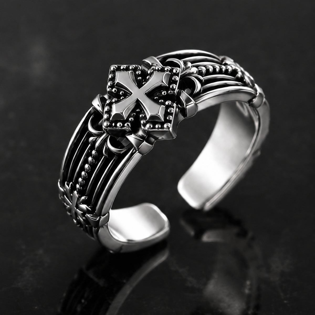 Adjustable Vintage Cross Ring
