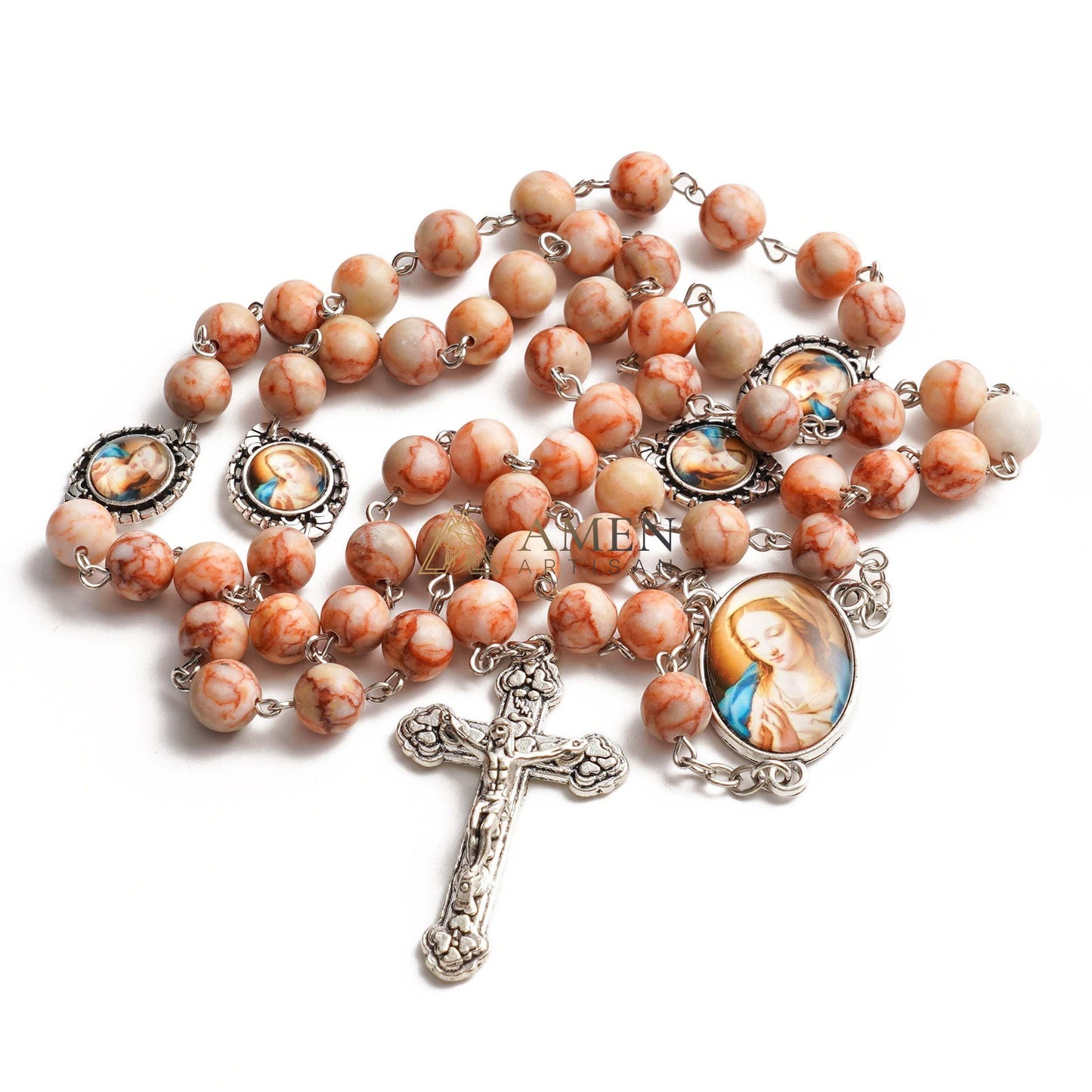 Red Vein Jasper Rosary Amen Artisan