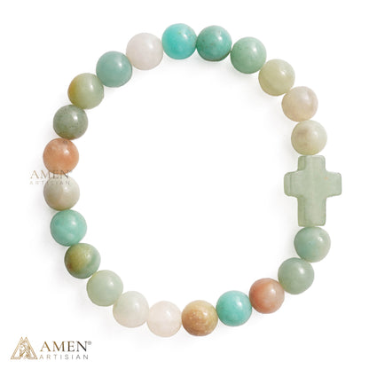 Natural Stone Cross Bracelet